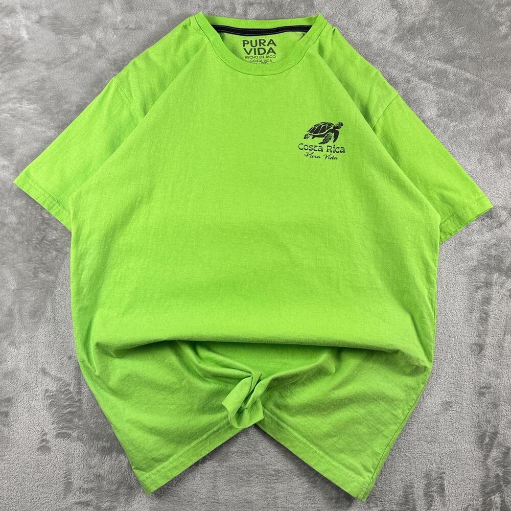 Costa Rica Pura Vida Sea Turtle Graphic T Shirt Mens Large Green Tourist Tee